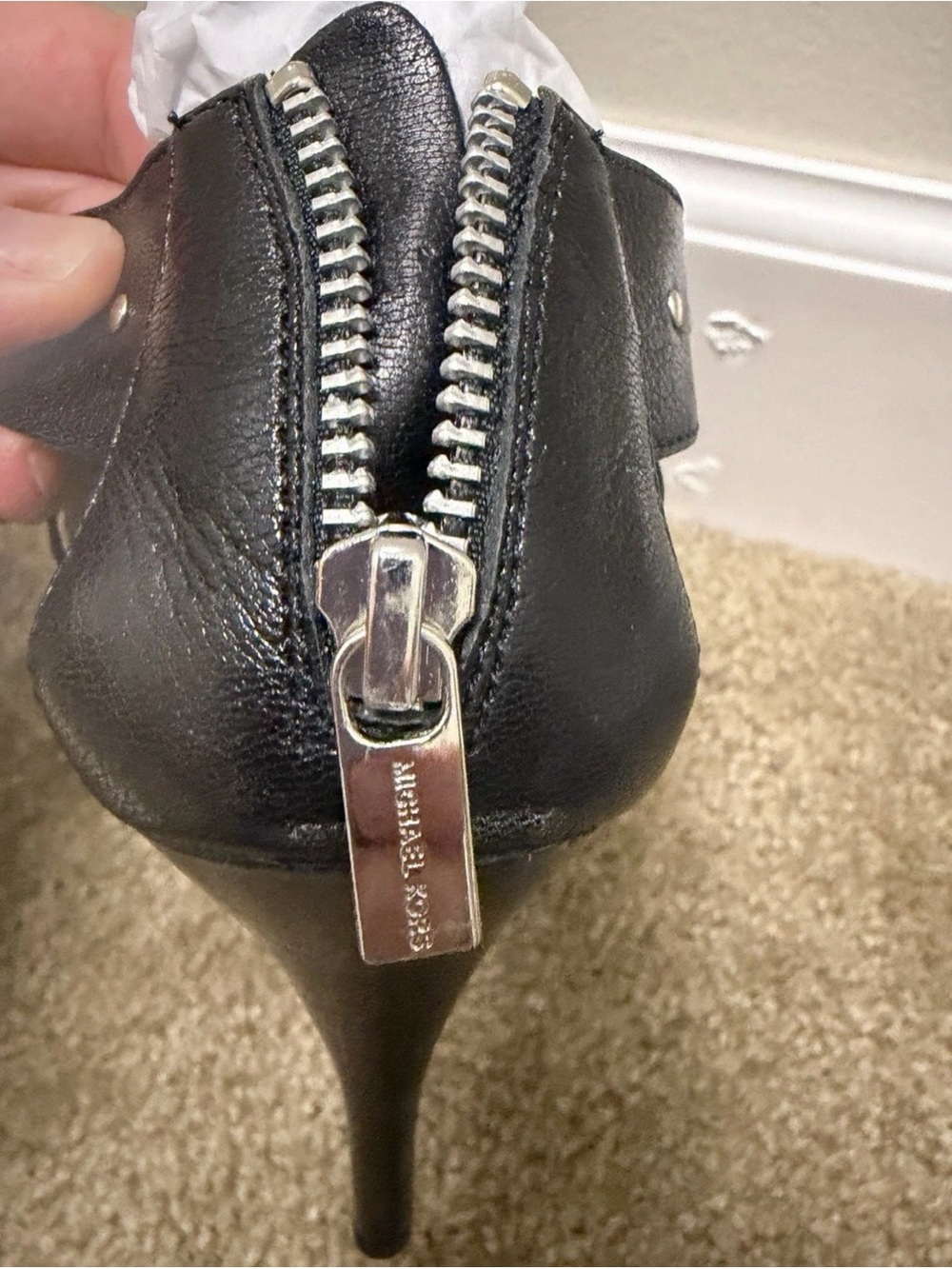 MICHAEL Michael Kors Black Studded Multi-Strap Heeled Sandals - Picture 7 of 12